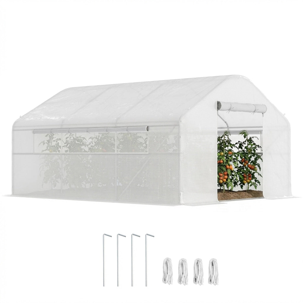 Serra da Giardino 4x3x2 m con 2 Finestre e Porta a Zip ¨C Minimal ¨C Bianco