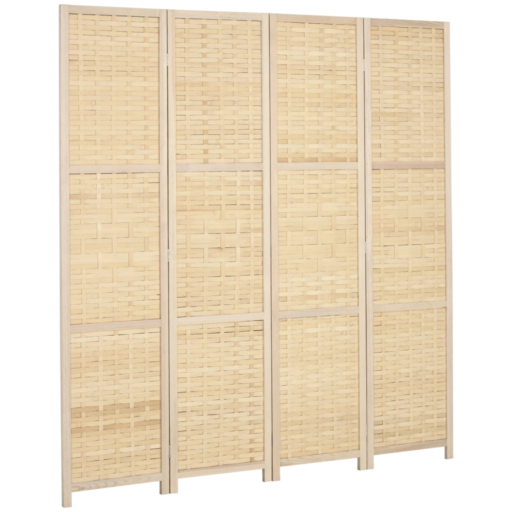 Paravento Separ¨¦ da Interno a 4 Ante in Legno e Bamb¨´, Pieghevole e Salvaspazio Altezza 170cm, Marrone