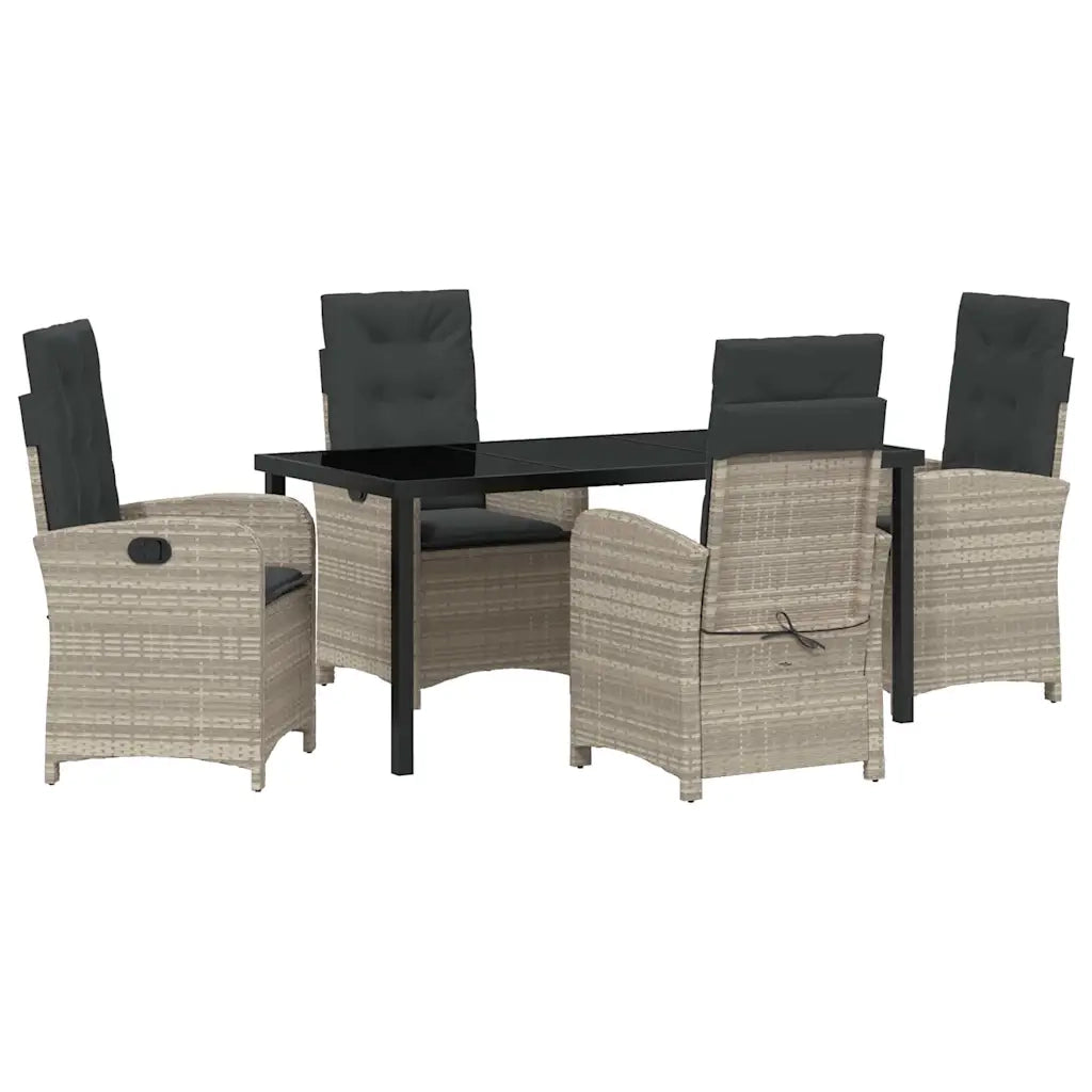 Set da Pranzo per Giardino 5 pcs Grigio chiaro polyrattan