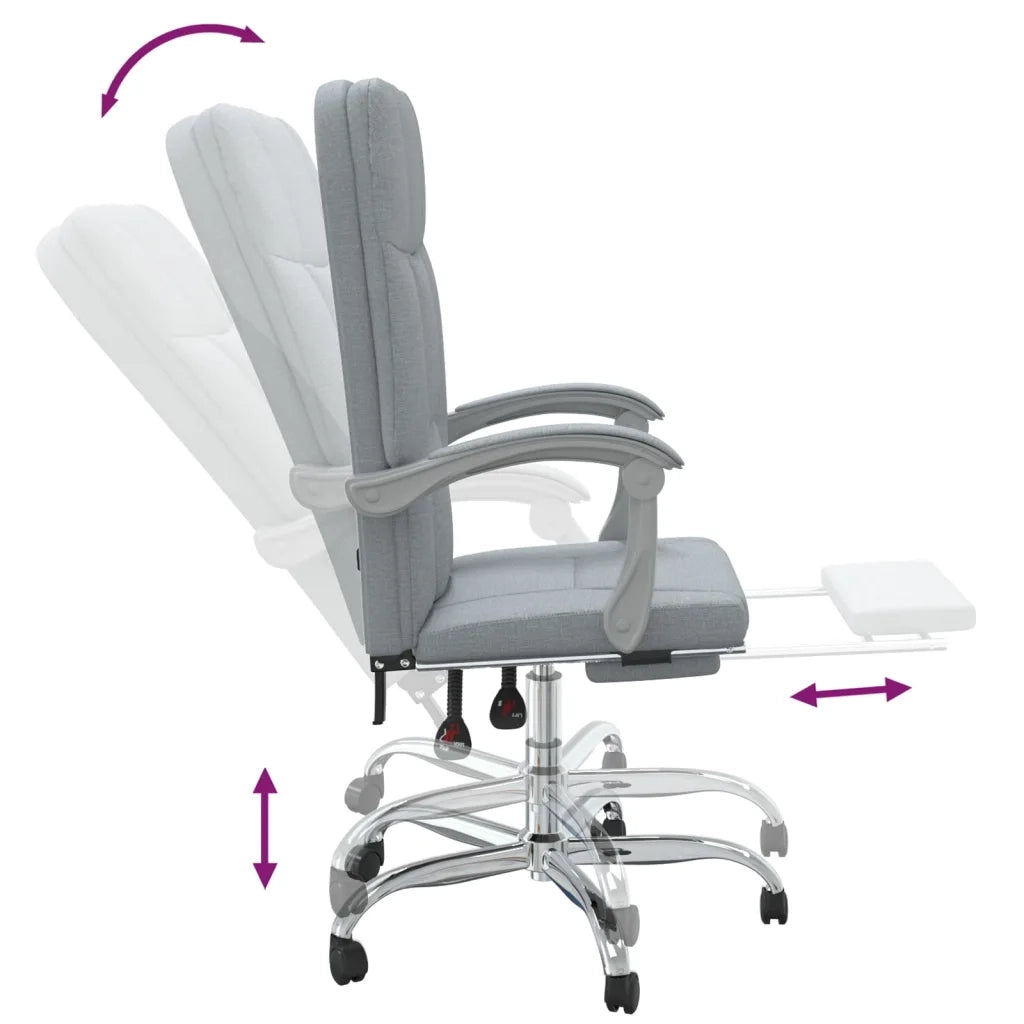 Poltrona da Ufficio Reclinabile Grigio Chiaro in Tessuto 349637