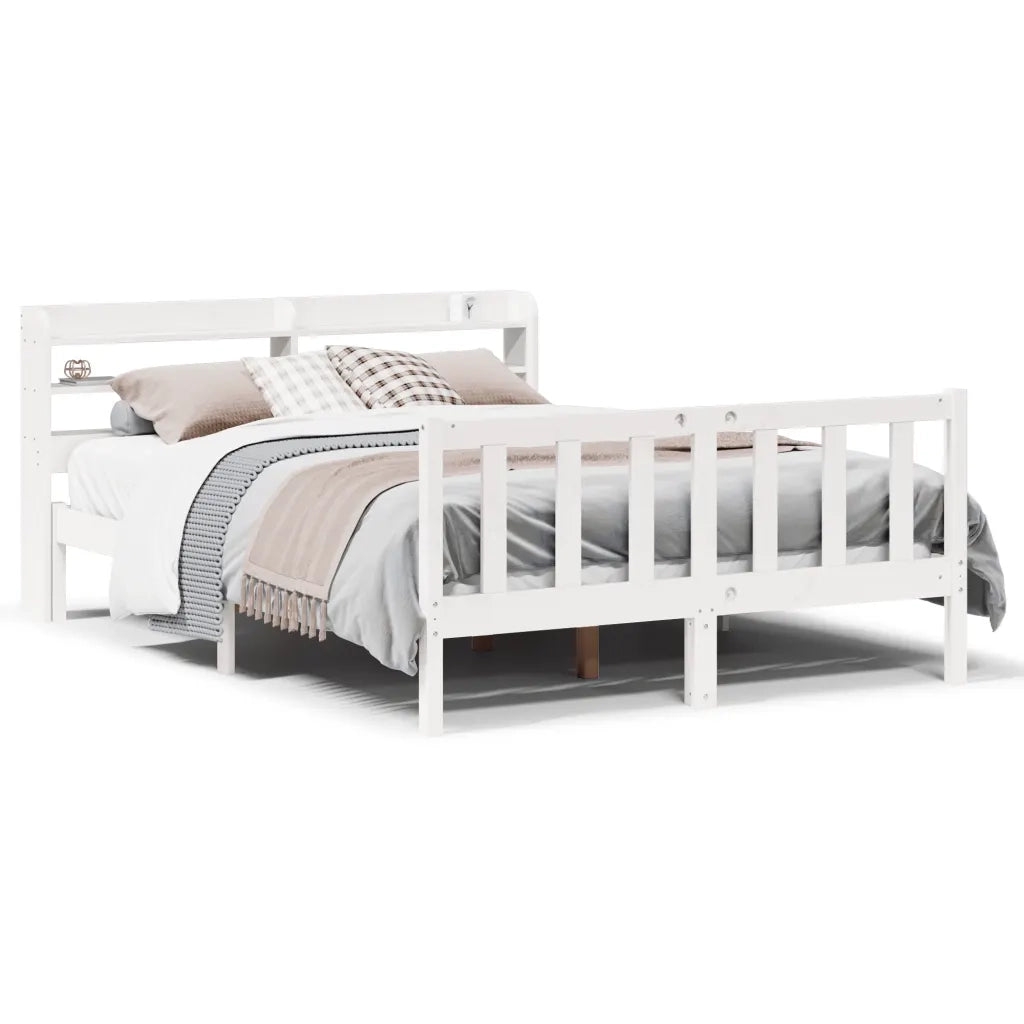 Letto senza Materasso-Struttura Letto Bianco 150x200 cm Legno Massello di Pino 799023