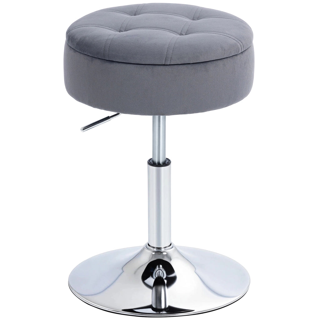 Sgabello da Bar Imbottito con Braccioli e Seduta Girevole ¨C Zephmum ¨C Grigio 39x39x65 cm