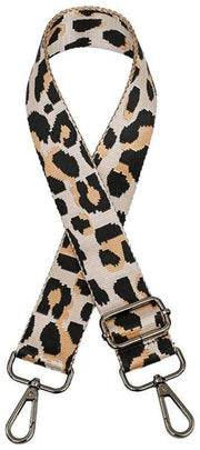 Cintura Porta Borse Versatile 75-130 cm - Cinturino per Borse - Disegno Leopardo - Ferro in Acciaio Nero - Poliestere 3,8 cm Largo - Cinturino per Spalle