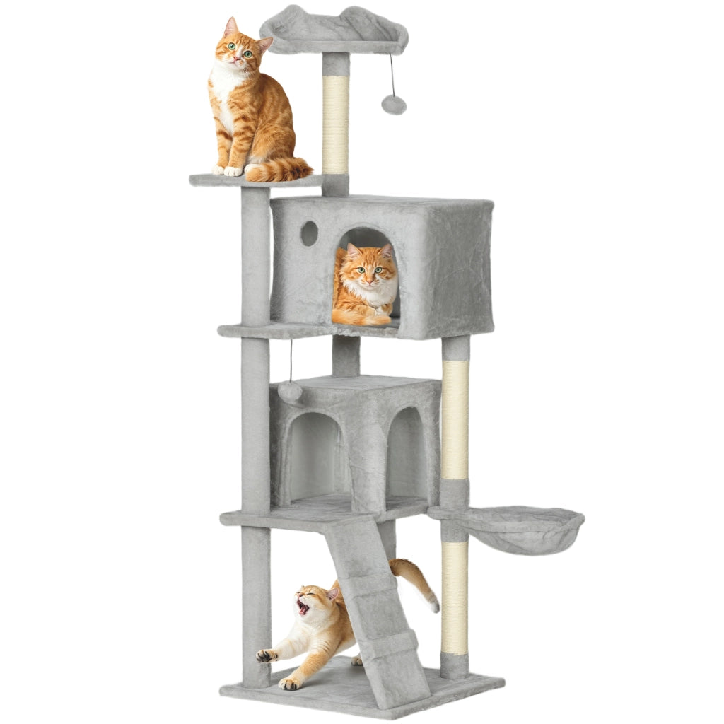 Tiragraffi per Gatti con Letto e Piattaforme ¨C zephmum ¨C Grigio Chiaro