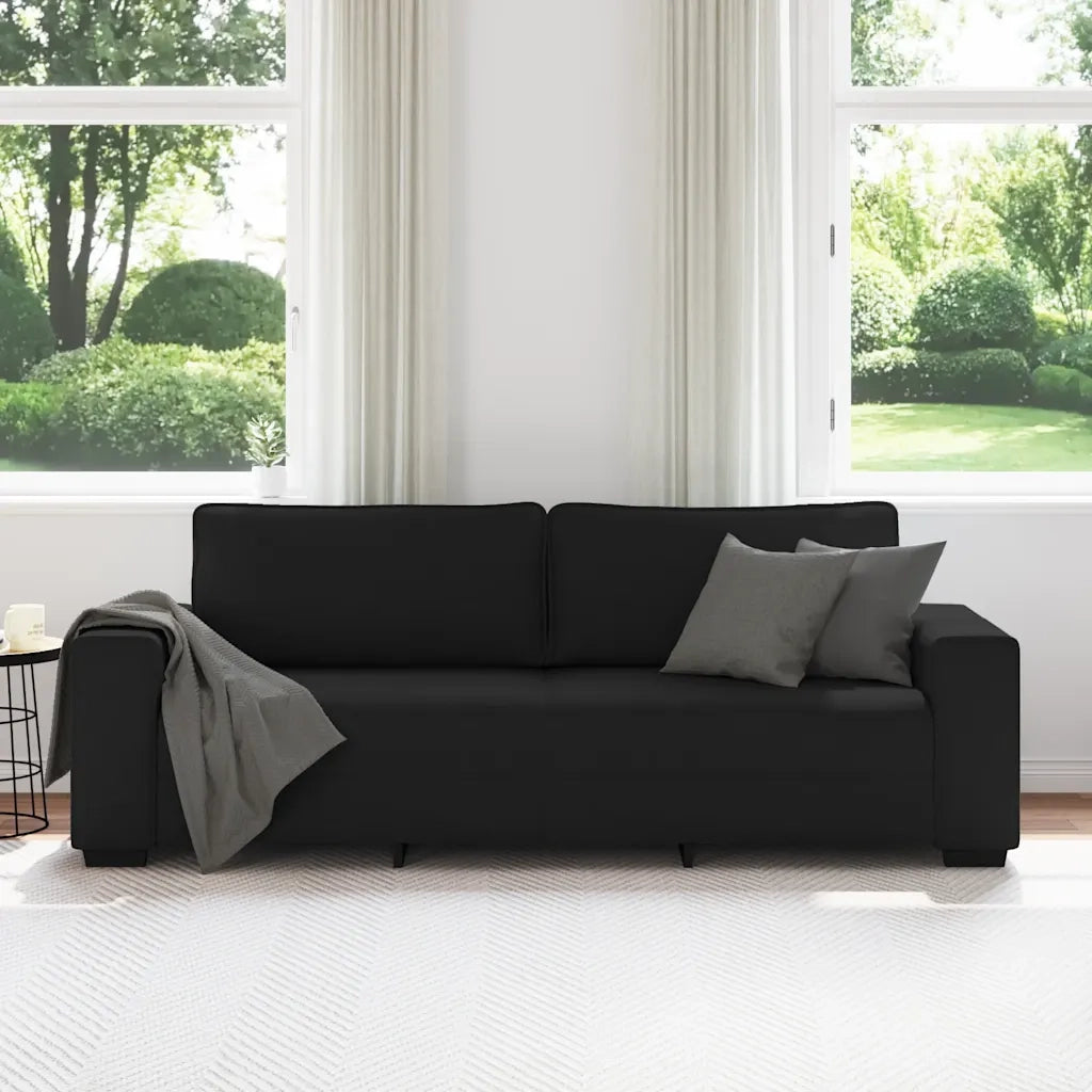 Divano a 3 Posti Nero 220x77x82 cm in Tessuto 4105178