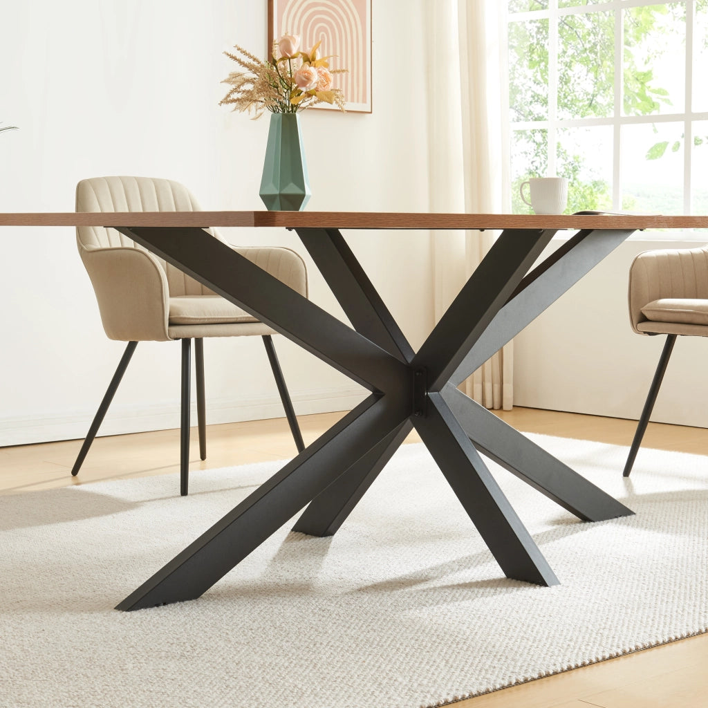 Gamba Centrale Oberau a Forma Stella per Tavolo Fai da te 85 x 85 x 71 cm Acciaio Nero [en.casa]