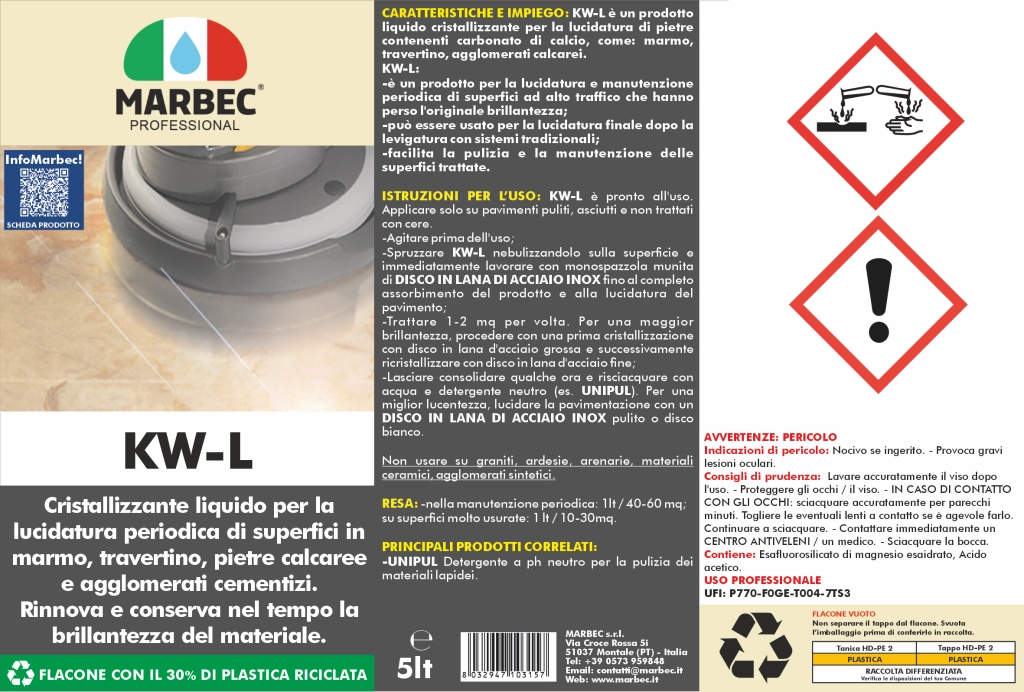 Cristallizzante liquido per marmo KW-L   5LT