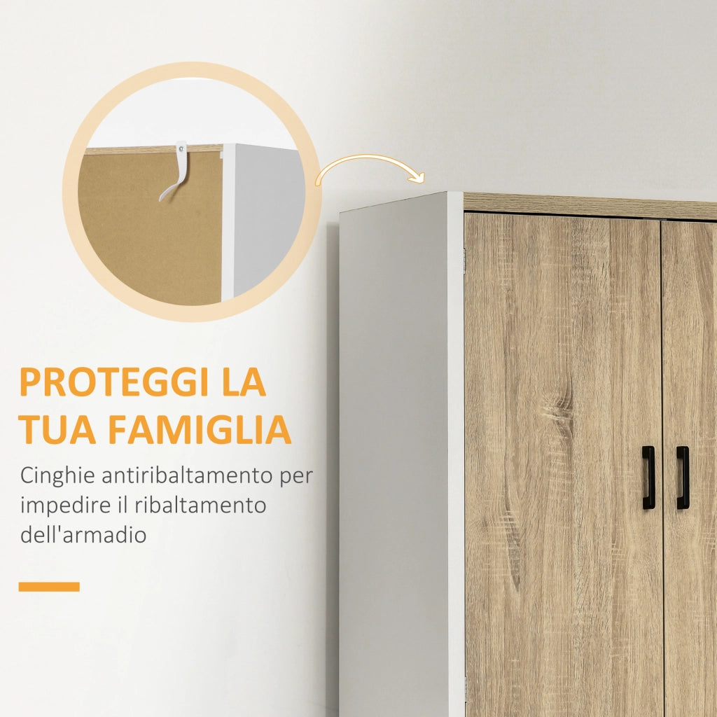 Armadio Cucina con 4 Porte e Ripiani Regolabili ¨C Minimal ¨C Legno MDF 80x40x182 cm