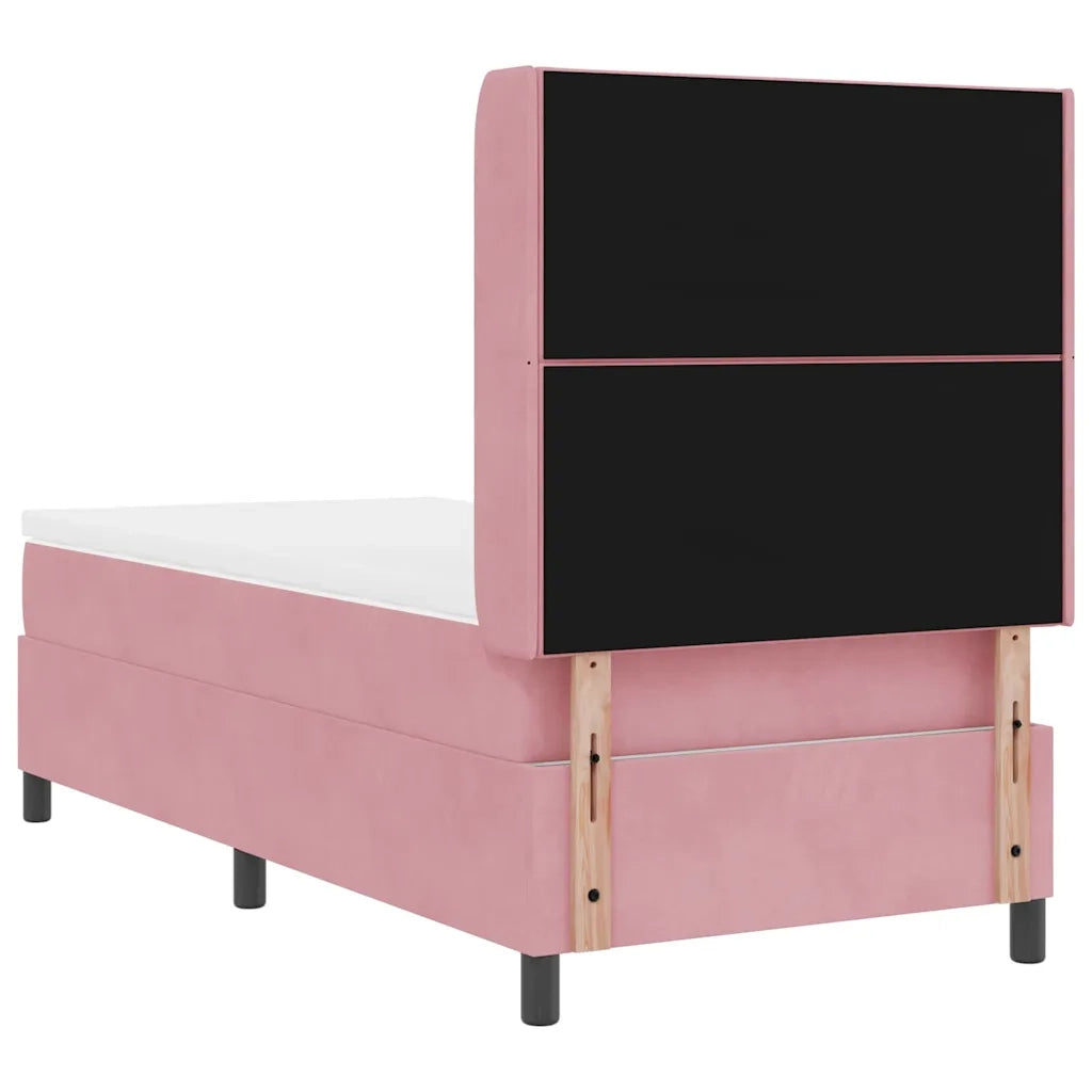 Letto a molle con strisce LED Rosa 90 x 190 cm Velluto 3343903