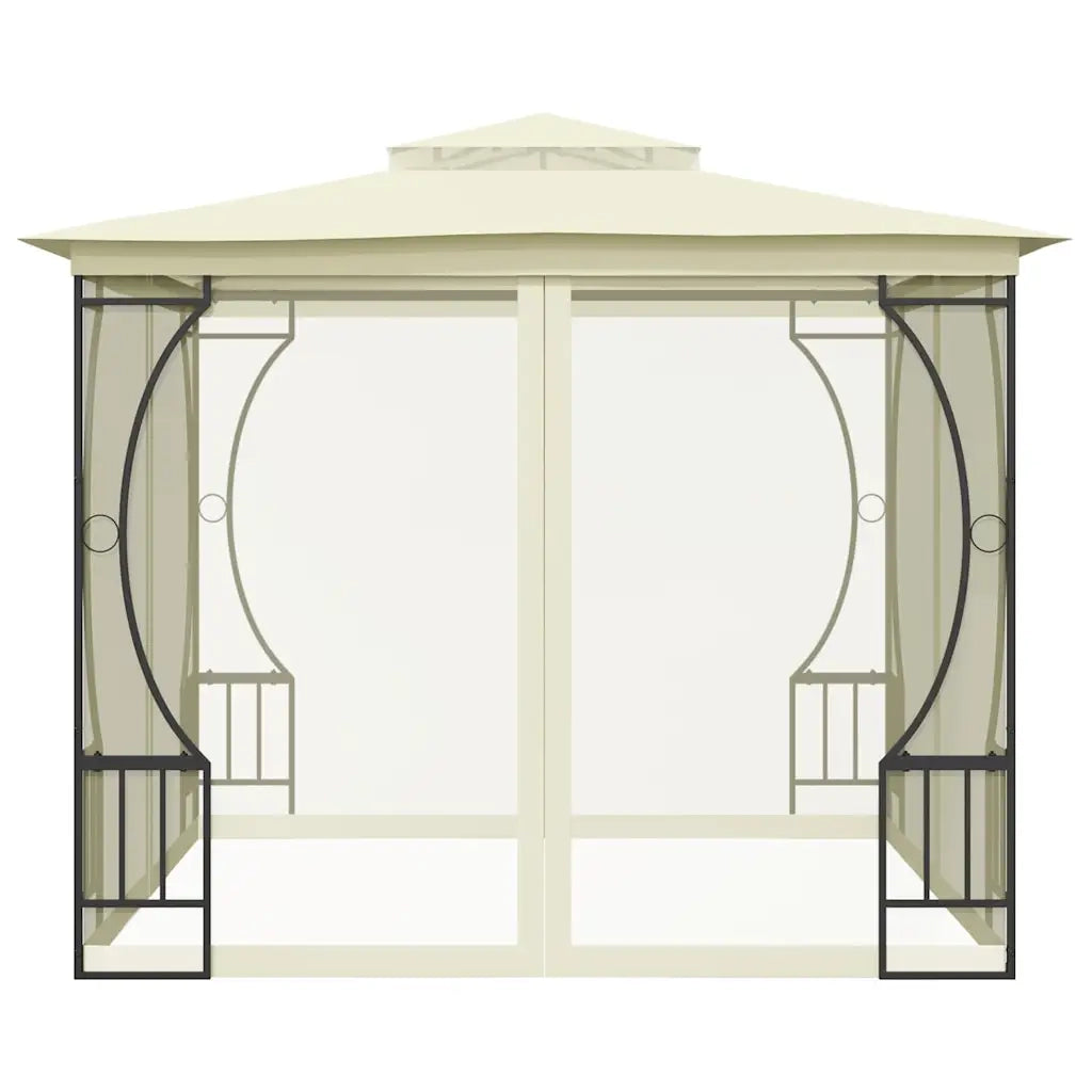 Gazebo con Rete 300x300x265 cm Crema 48595
