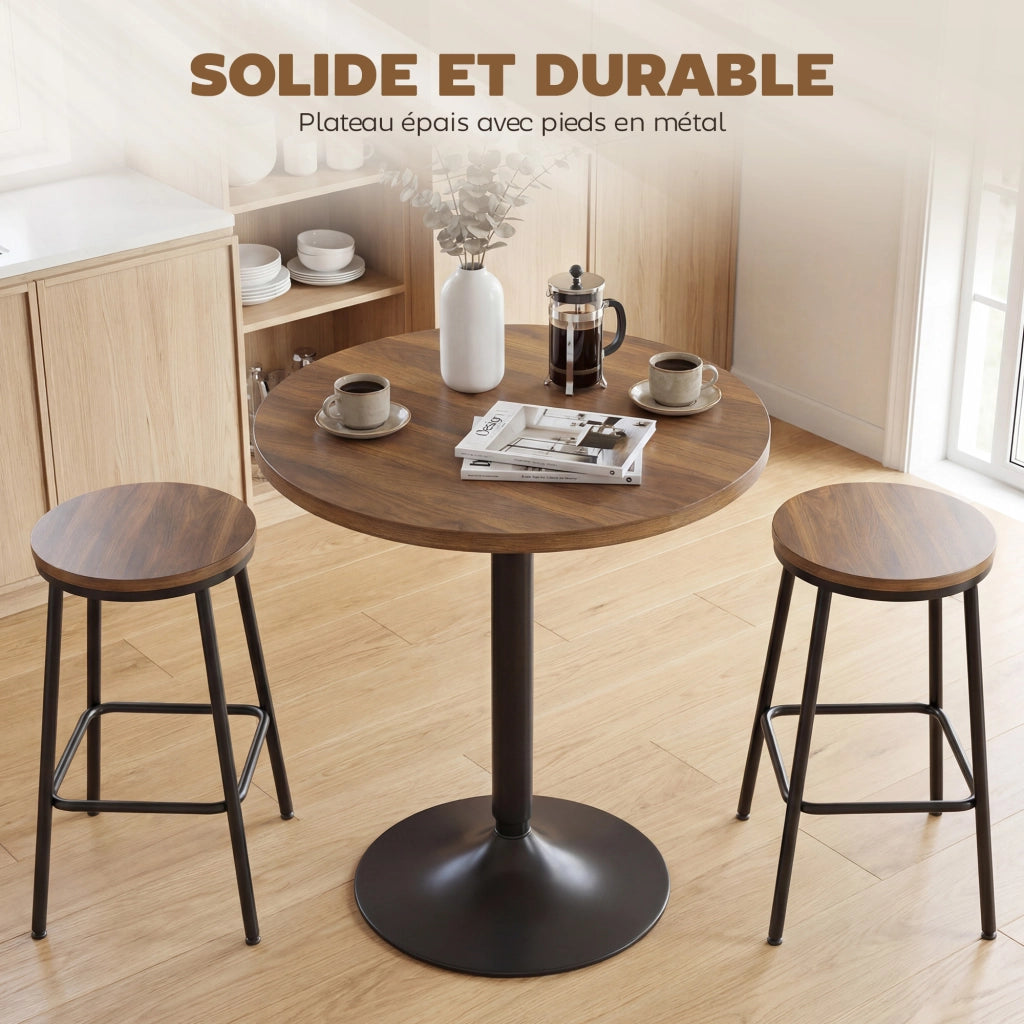 Tavolo da bar rotondo 60 cm ¨C zephmum ¨C noce