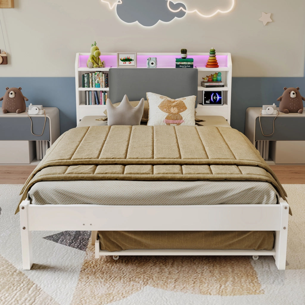 LETTO 120x200 cm con letto estraibile 90x190 cm bianco