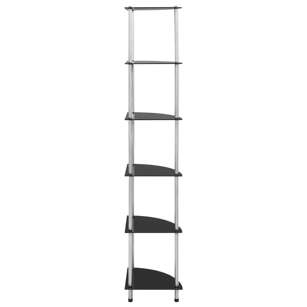 Scaffale a 6 Livelli Nero 30x30x160 cm Vetro Temperato 249522
