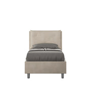 BS COM Letto singolo senza rete imbottito 80x200 microfibra sabbia