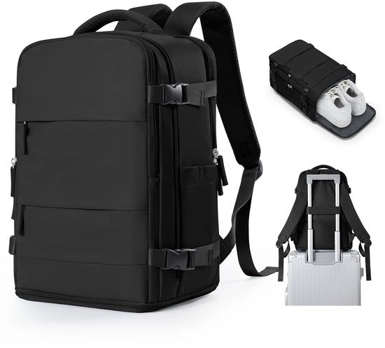 Borsa a mano per viaggiatore 40x20x25 cm per borse da viaggio per voli, borsa da laptop 14 pollici per uomo/donna, borsa da viaggio per uso quotidiano, nero