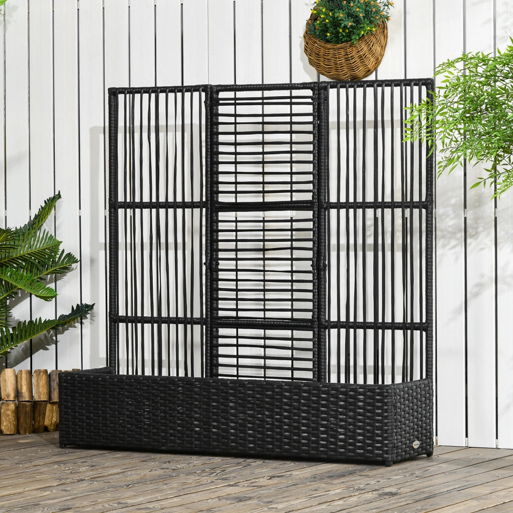 Fioriera con Spalier ¨C Xylo ¨C Polyrattan Nero 103x29x103 cm