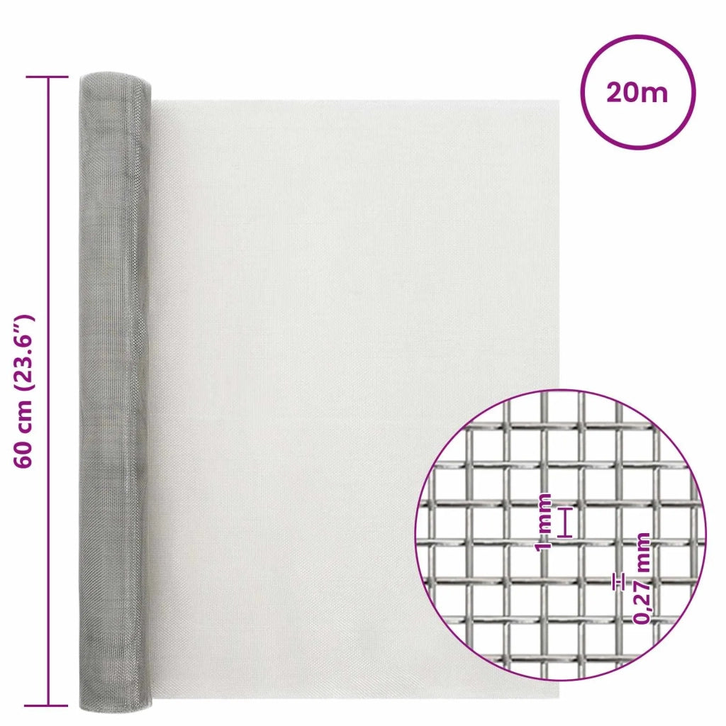 Rete per schermatura 60 x 2000 cm 20 Mesh Argento 42039535