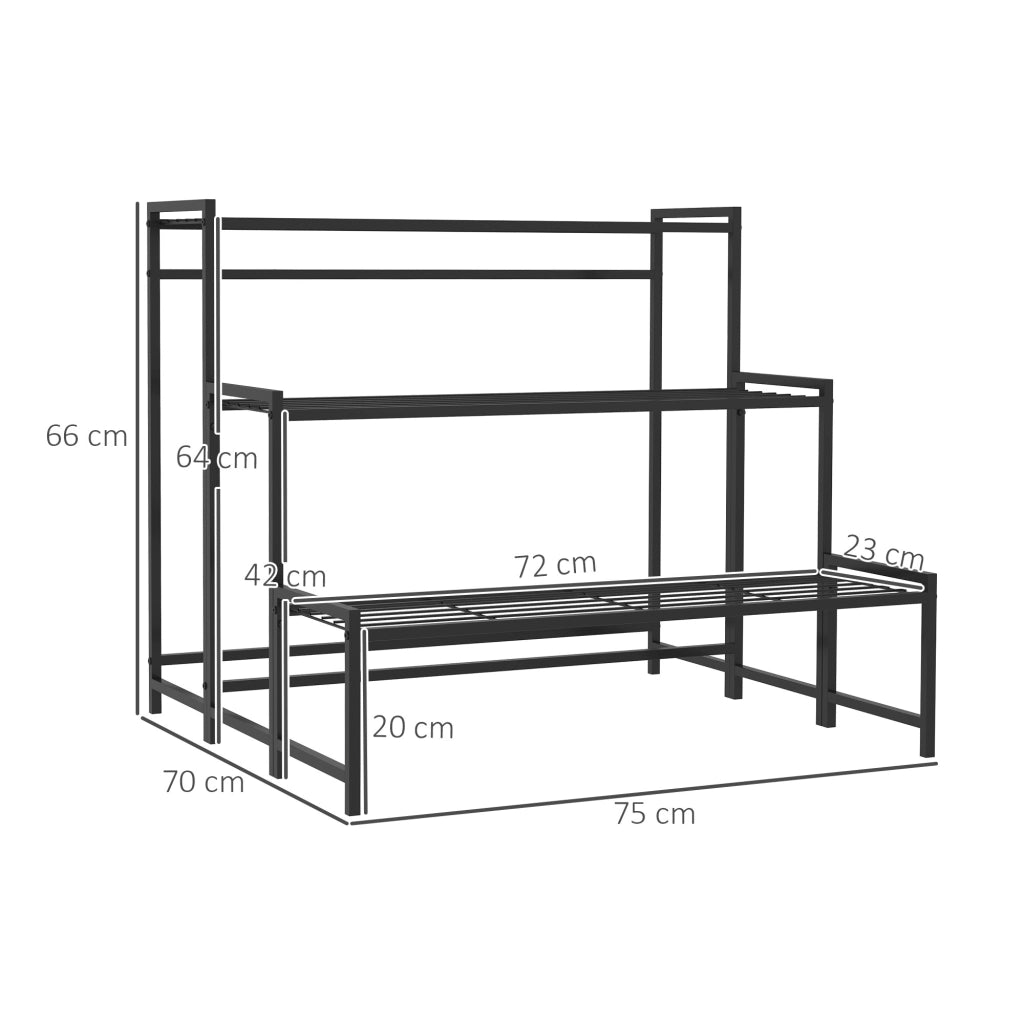 Supporto per piante a 3 livelli scala ¨C Xylo ¨C metallo nero per interno ed esterno