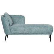 Chaise longue con cuscino in tessuto blu lato sinistro stile retrò