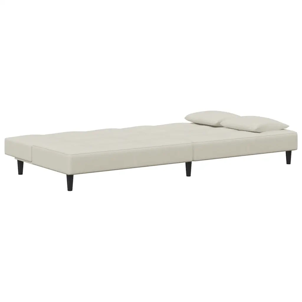 Divano letto | Sof¨¤ letto | Letto singolo a 2 Posti con 2 Cuscini Crema in Velluto