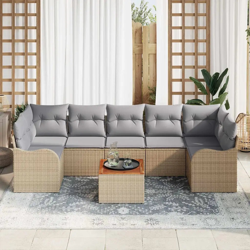Set Divano da Giardino 8 pcs Beige e Grigio Chiaro polyrattan 3356089