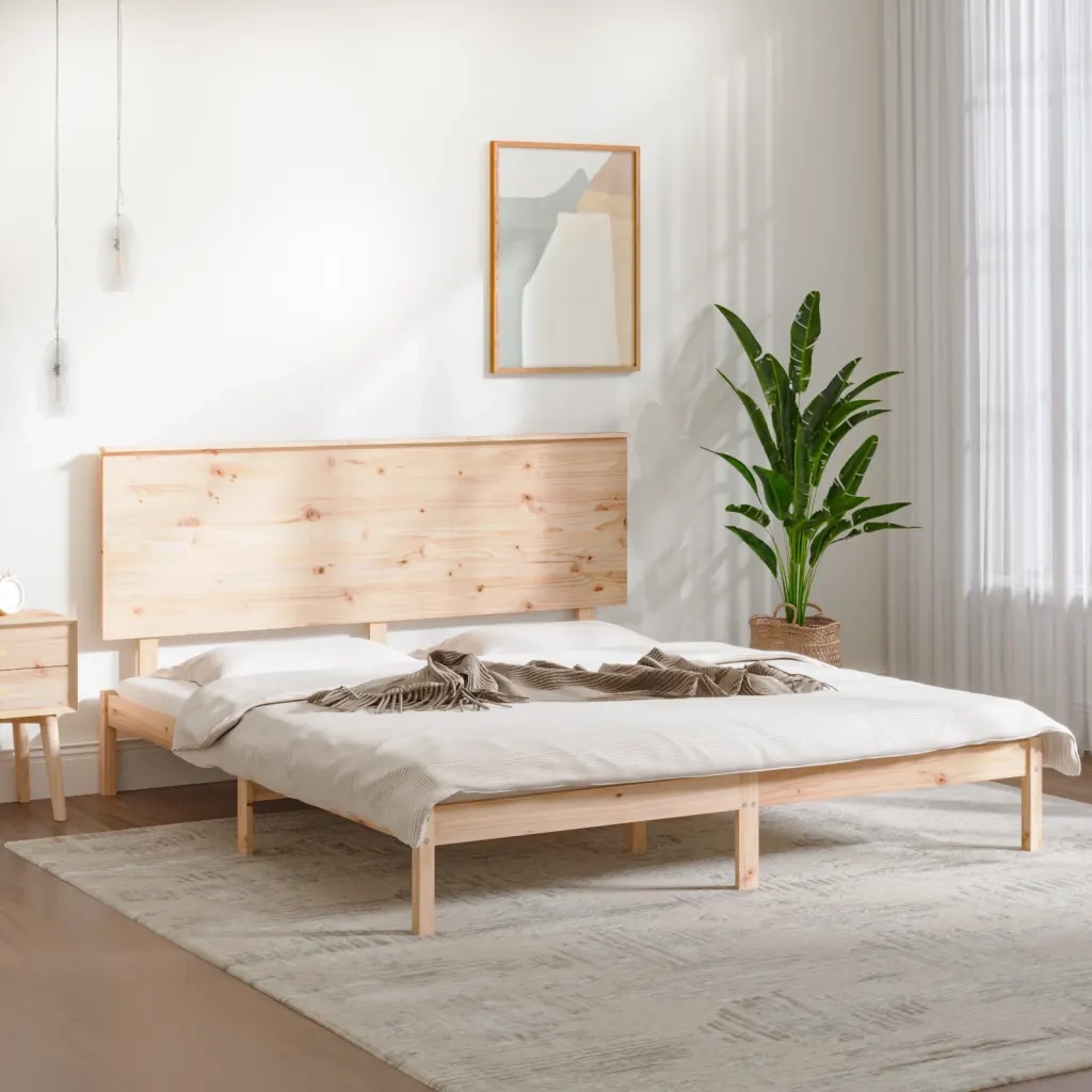 Letto matrimoniale | Letto per adulti | Giroletto in Legno Massello 150x200 cm King Size