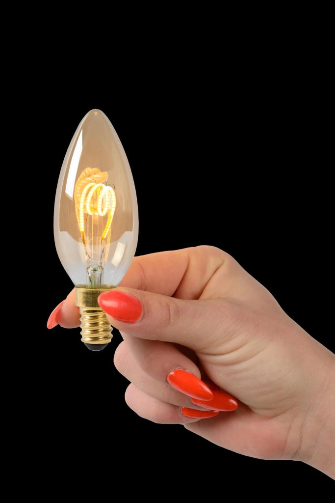 Lampadina LED filamento candela E14 ambra Lucide