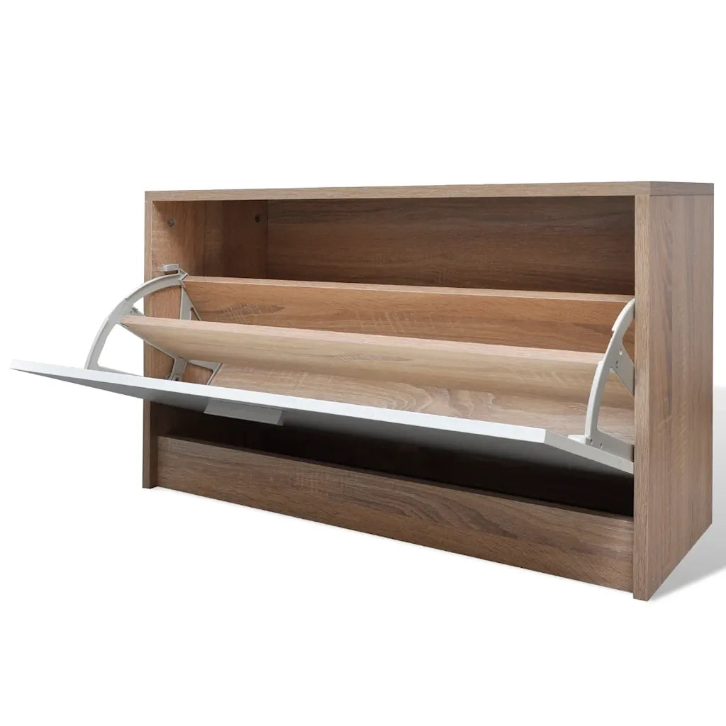 Scarpiera-Scaffale per scarpe in Legno Set 3 in 1 Rovere e Bianco