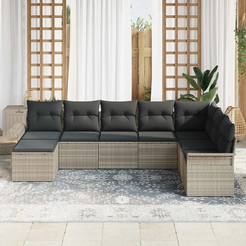 Set Divano da Giardino 8 pcs Grigio chiaro polyrattan 3345482