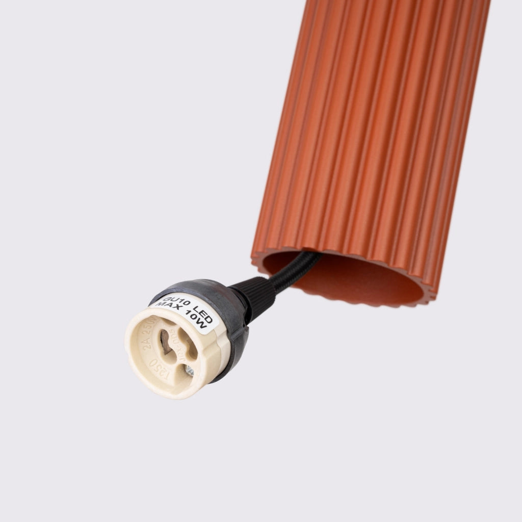 Lampada a sospensione KARBON 3P rosso ocra