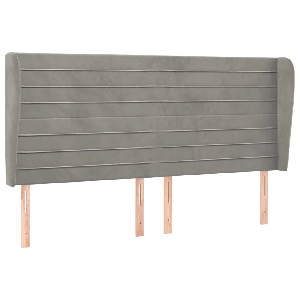 Testiera ad Orecchio-Testata con Orecchie Grigio Chiaro 163x23x118/128 cm in Velluto 598020