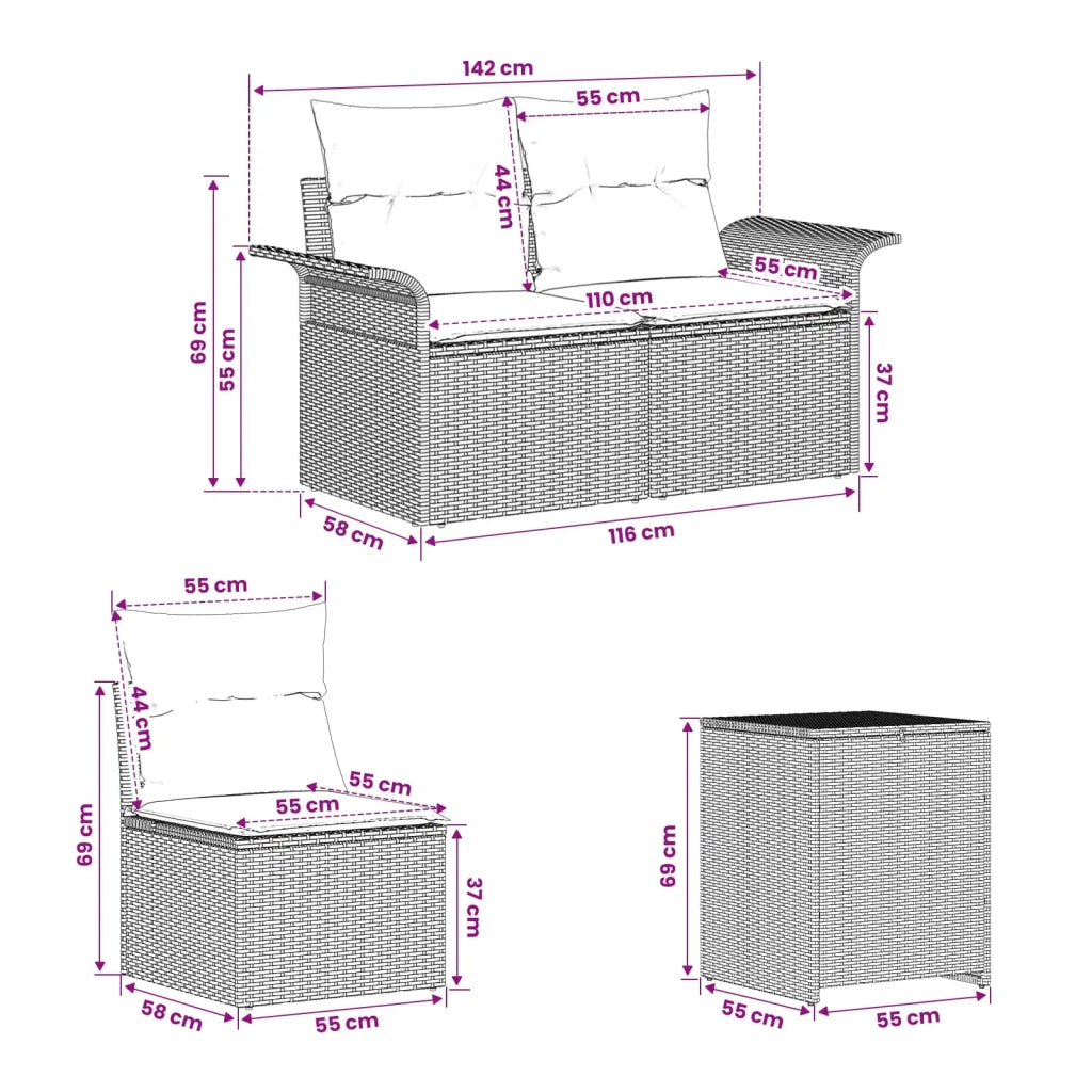 Set di divani 5 pz Beige e Grigio Chiaro 3447743