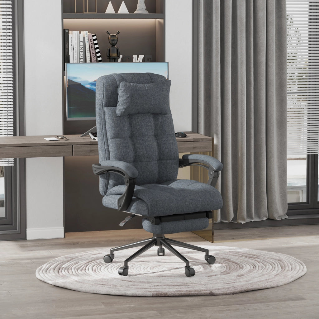Poltrona Ufficio Ergonomica Reclinabile ¨C Xylo ¨C Grigio con Poggiatesta e Poggiapiedi 66x76x112-120cm