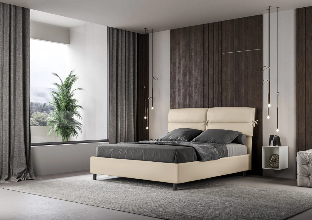 Letto Matrimoniale 160x210 cm con Rete e Contenitore Nandy Tortora