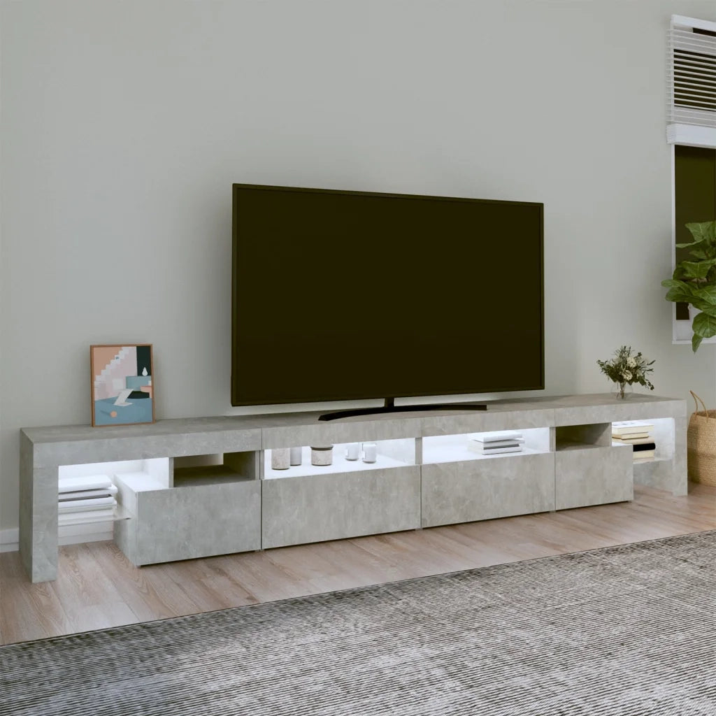 Mobile Porta TV con Luci LED-Mobile per TV-Credenza TV Grigio Cemento 260x36,5x40 cm