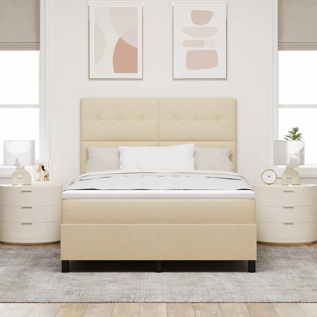 Letto a molle con materasso con led Crema 140 x 200 cm Tessuto