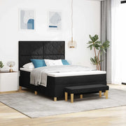 Letto a molle con materasso Nero 160 x 200 cm Tessuto