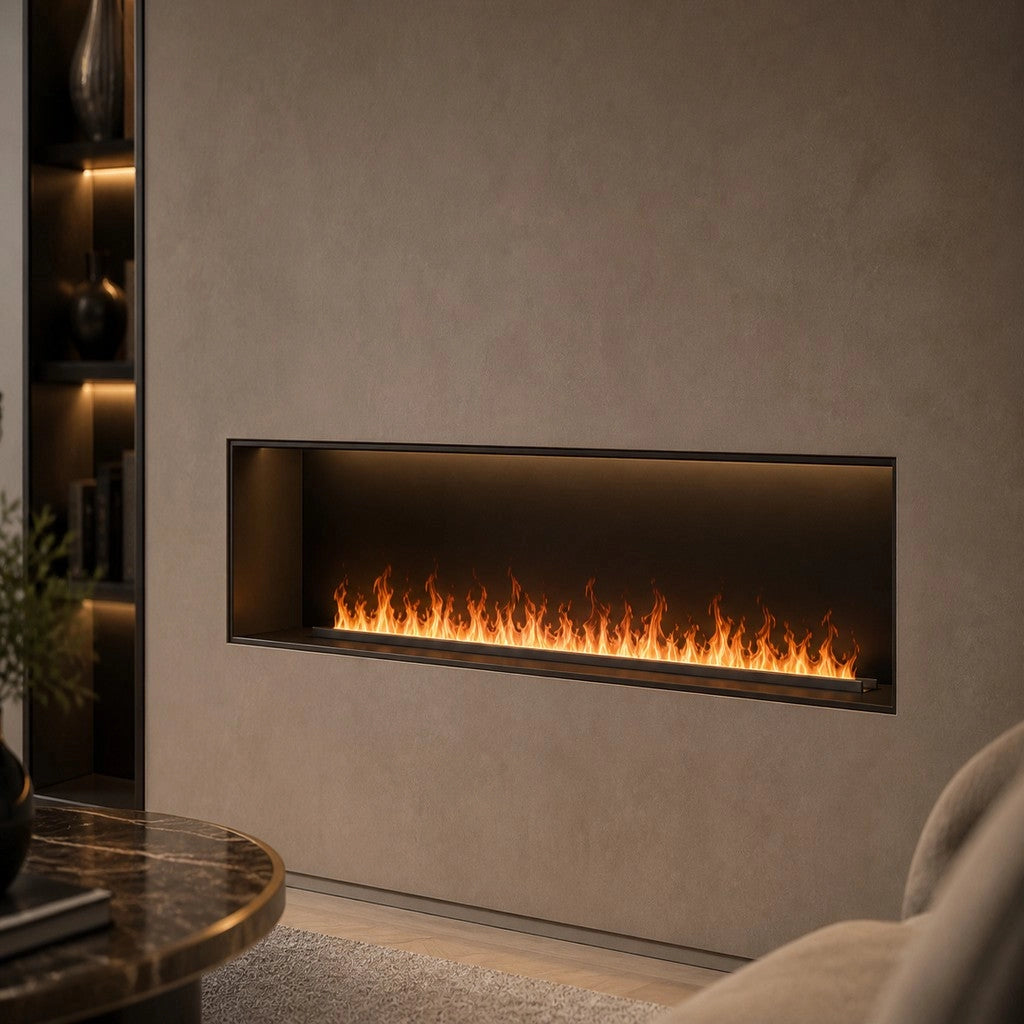 Bruciatore per Camino Elettrico a Vapore Acqueo da Incasso con Fiamme 3D 125x22,7x17,8 cm Capacità 7,5 lt 612W APP