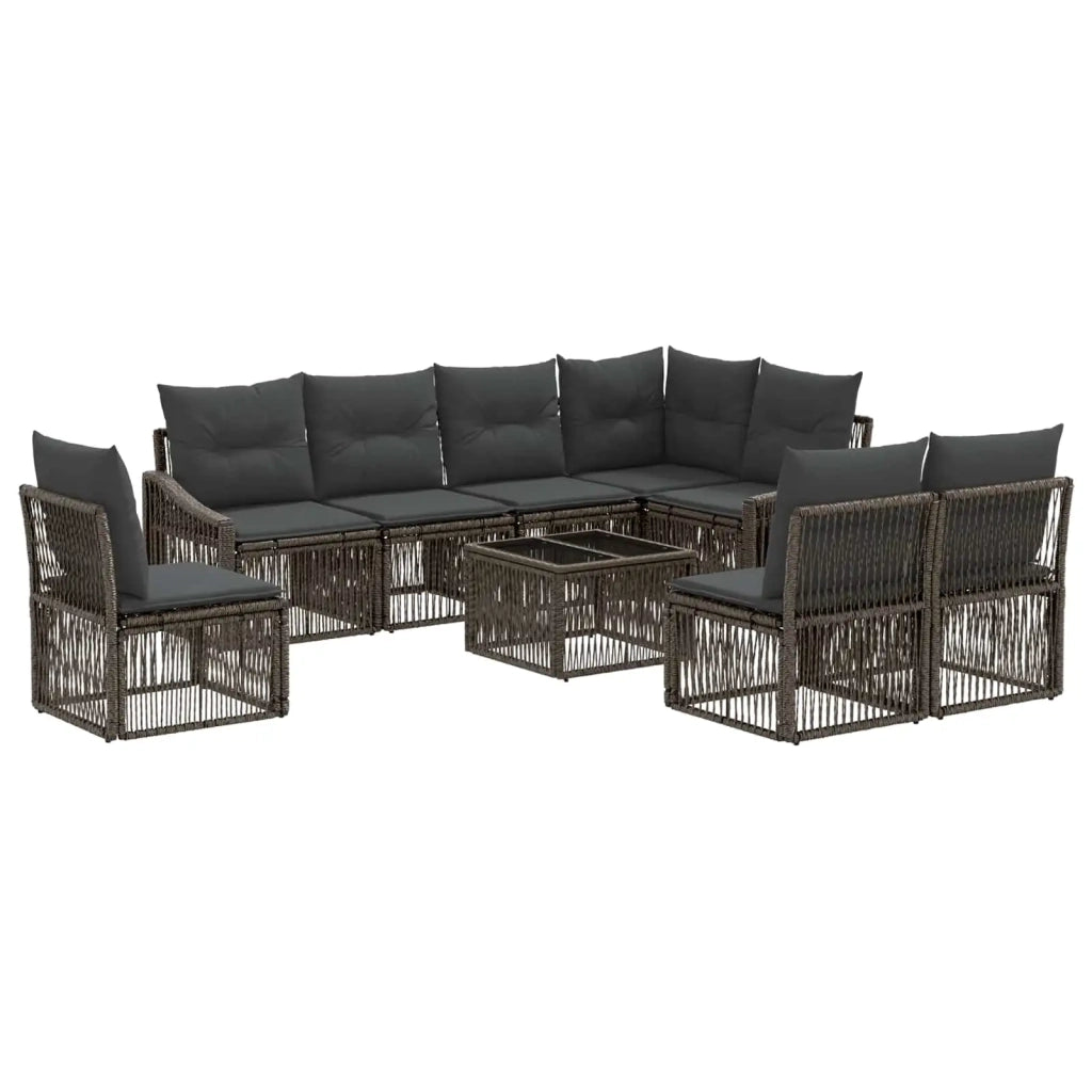 Set Divano da Giardino 9 pcs Grigio polyrattan 3436025