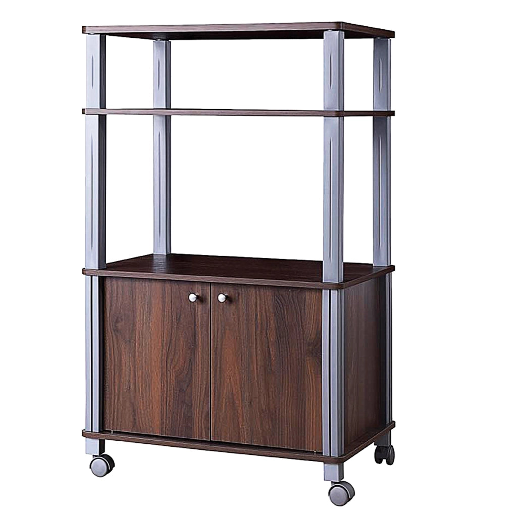 Carrello da cucina multiuso con ruote e 2 ante Carrello in legno a 3 ripiani 60x40x98cm Caff¨¨