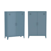 Set di 2 armadietti in metallo, 2 ante, blu grigio