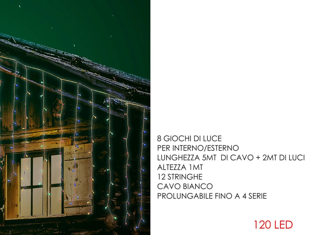 TENDA LUMINOSA 120 LED 2MT x 1 MT LED: MULTICOLOR