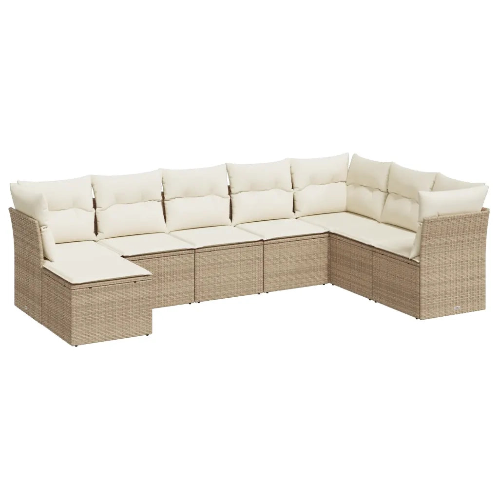 Set Divano da Giardino 8 pz con Cuscini Beige in Polyrattan 3249887