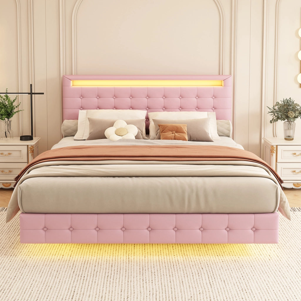 letto basso pu rosa 140 x 200 cm