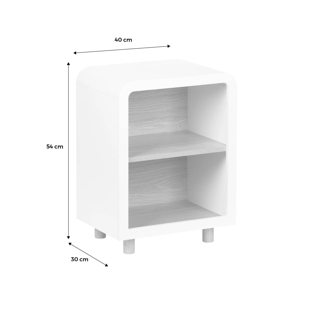 Set 2 comodini effetto legno con 2 nicchie , bianco
