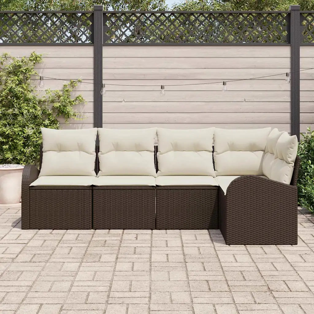 Set di divani con cuscino 5 pcs Marrone Poliestere 3346038