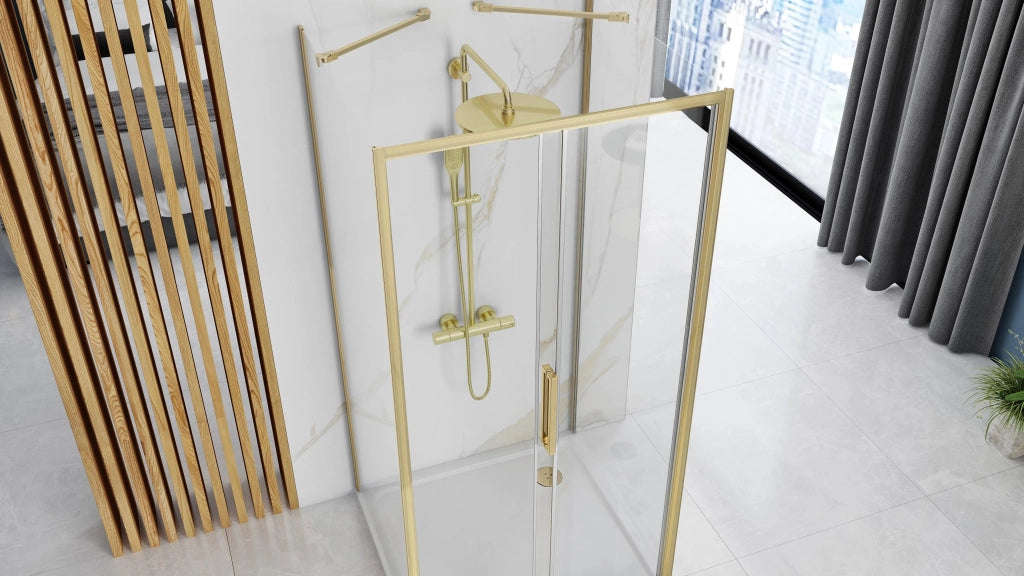 Cabina Doccia A Parete Rea Rapid Slide Brush Gold 150x90