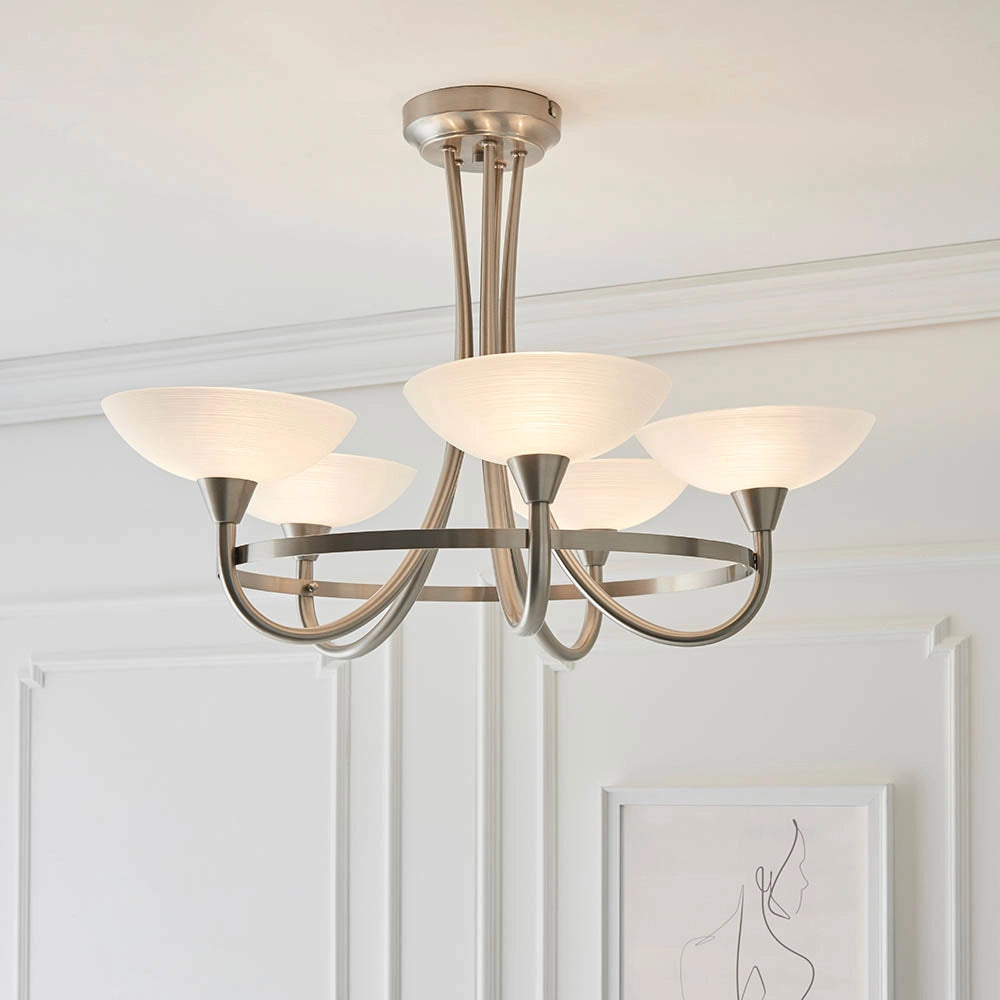 Plafoniera moderna Cagney 5 luci cromo satinato G9