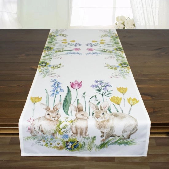 Tavolo con Copertura di Foggia a Fiore - Decorazione - Lavabile - 100% Poliestere - 40 x 140 cm - Copertura di Tavolo