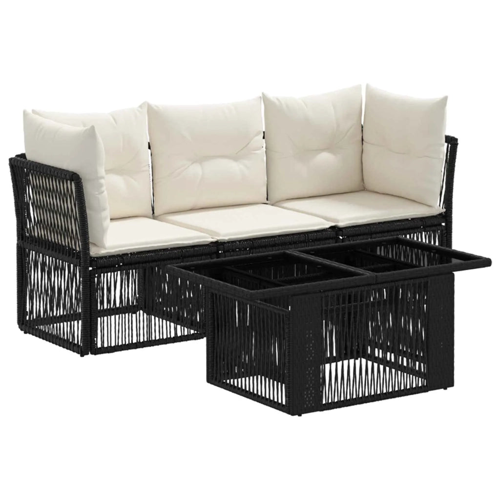 Set Divano da Giardino 4 pz Nero polyrattan 3436414